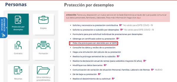 Pida cita previa para ser atendido por el SEPE