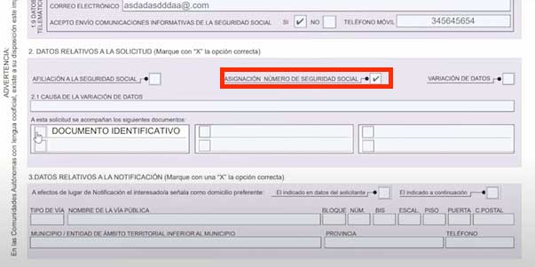 documentos relativos a la solicitud la opcion de asignacion numero de seguridad social