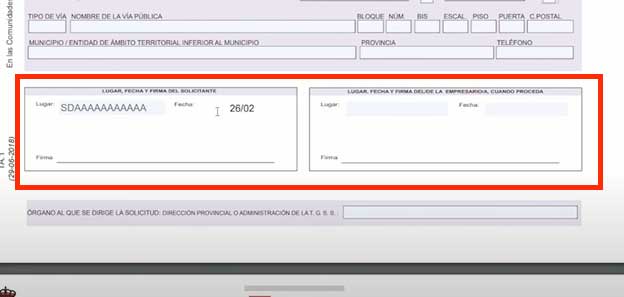 lugar y fecha de la solicitud