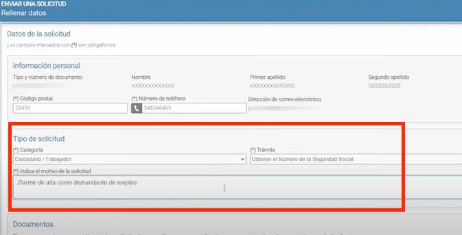 tipo de solicitud para el numero de seguridad social