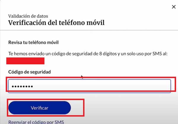 CODIGO DE SEGURIDAD VERFICAR TELEFONO MOVIL ALTA EN TRABAJO AUTONOMO SEGURIDAD SOCIAL