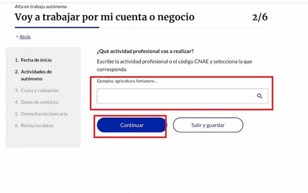 DESCRIPCION ACTIVIDADES DE AUTONOMO ALTA EN TRABAJO AUTONOMO SEGURIDAD SOCIAL