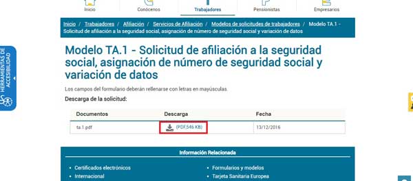 MODELO TA.1 SOLICITUD DE AFILIACION A LASEGURIDAD SOCIAL ASIGNACIONDE NUMERO DE SEGURIDAD SOCIAL Y VARIACION DE DATOS