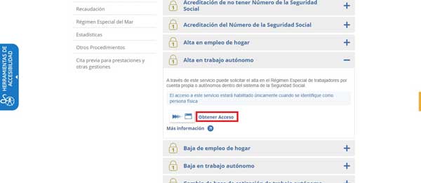OBTENER ACCESO ALTA EN TRABAJO AUTONOMO SEGURIDAD SOCIAL