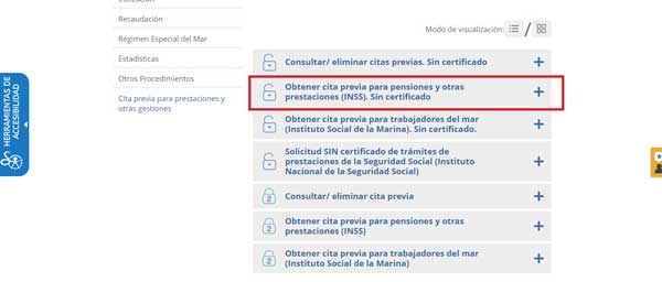 OBTENER CITA PREVIA PARA PENSIONES Y OTRA PRESTACIONES INSS SIN CERTIFICADO