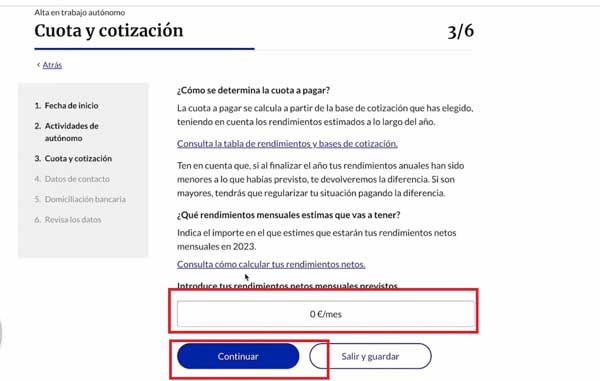 RENDIMIENTOS NETOS MENSUALES PREVISTOS ALTA EN TRABAJO AUTONOMO SEGURIDAD SOCIAL