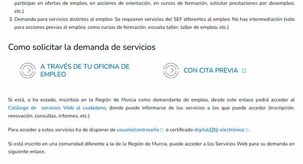 solicitar demanda de empleo en murcio servicios