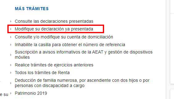 modificar declaracion ya presentada