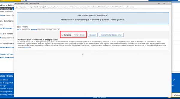 CONFORME FIRMAR Y ENVIAR ABONO ANTICIPADO
