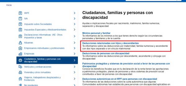 DEDUCCIONES RELACIONADAS CON HIJOS Y DESCENDIENTES