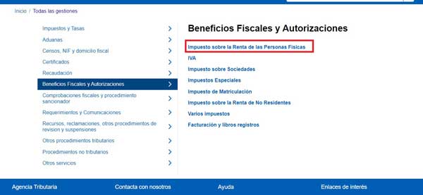 IMPUESTOS SOBRE LA RENTA DE LAS PERSONAS FISICAS AGENCIA TRIBUTARIA