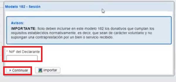 NIF DEL DECLARANTE DECLARACION INFORMATIVA FORMULARIO WEB
