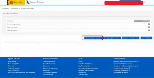 PRESENTAR REGISTROS CORRECTOS