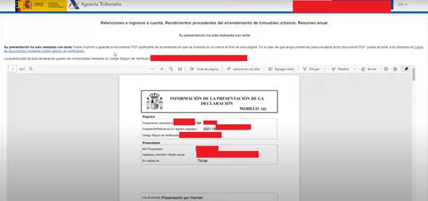 RECIBO DE PRESENTACION