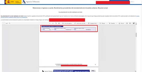 RESUMEN DE LOS DATOS INCLUIDOS EN LA DECLARACION