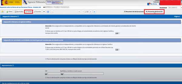 VALIDAR Y PRESENTAR DECLARACION AEAT