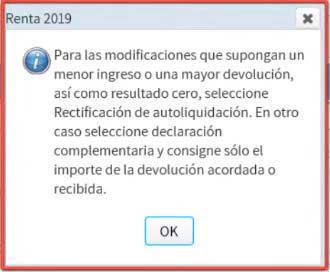 aviso sobre rectificacion de la declaracion
