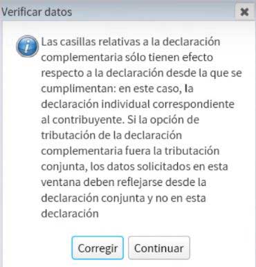 avisos relativos a la forma de pago seleccionada y a la modalidad de tributacion