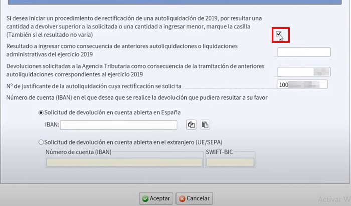 confirmar rectificacion de autoliquidacion