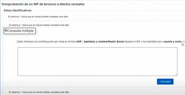 consulta multiple para validar datos de contribuyente