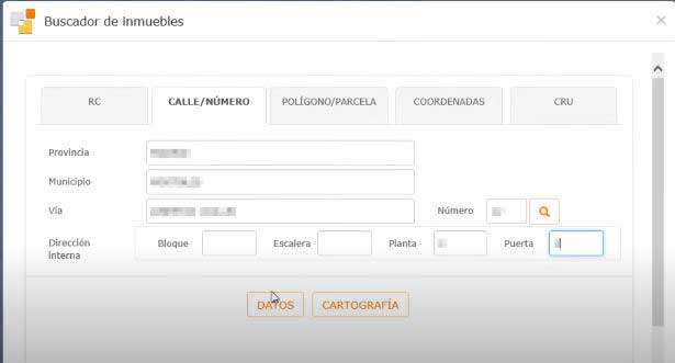 datos de catastro para ratificacion del domicilio fiscal