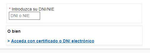introducir dni o nie para modificar declaracion de renta