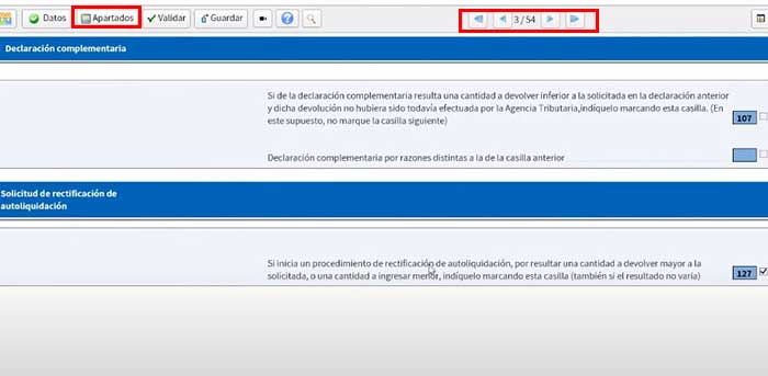 localizar los datos que desea modificar de la declaracion presentada