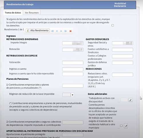 modificar datos rendimiento de trabajo