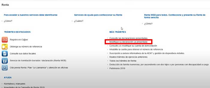 modificar declaracion ya presentada
