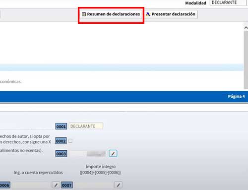 resumen de declaracion en modificacion de renta