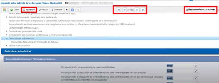 resumen de declaracion y apartados para deducciones automaticas