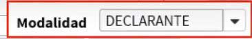 tipo de modalidad para la declaracion