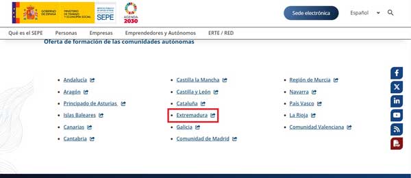CURSOS SEPE EXTREMADURA