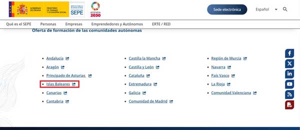 CURSOS SEPE ISLAS BALEARES