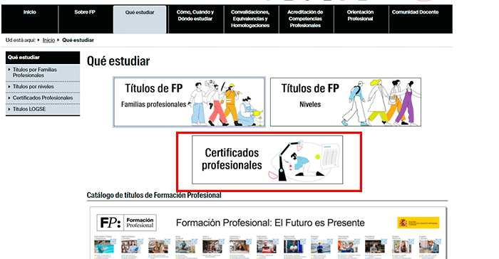 certificados profesionales en el sepe todo fp