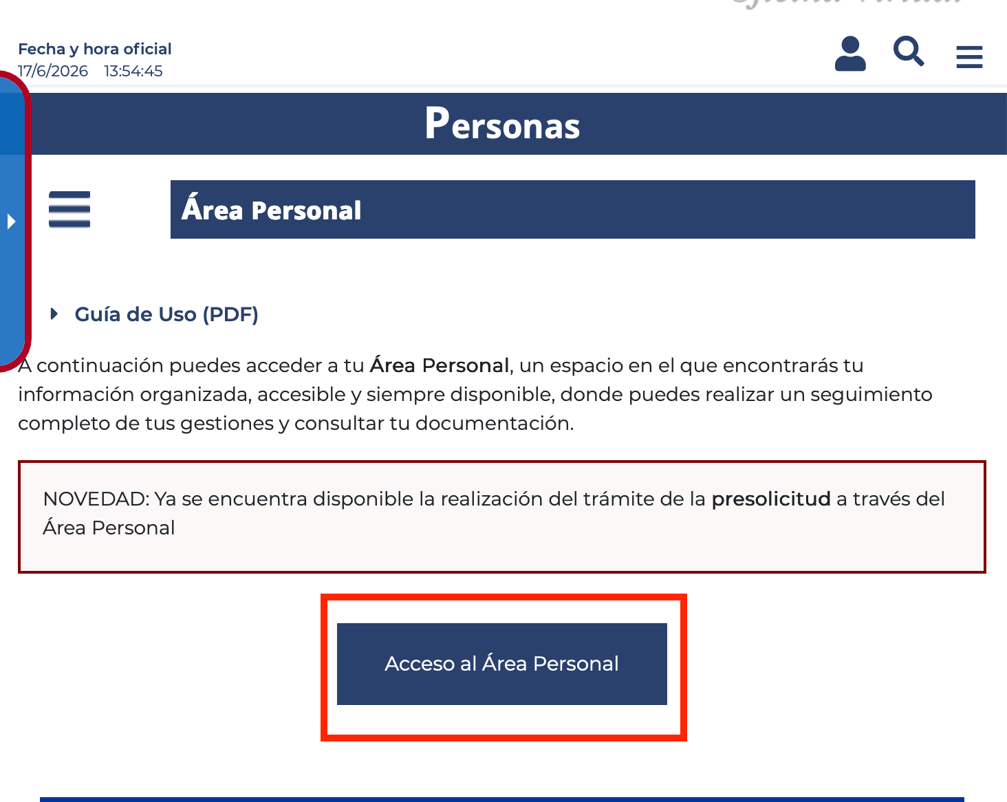 acceso al area personal para solicitar el paro por internet en el sepe