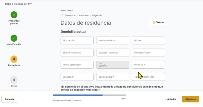 datos de residencia para solicitar ingreso minimo vital
