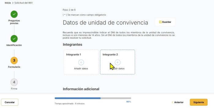 datos de unidad de convivencia para solicitar ingreso minimo vital