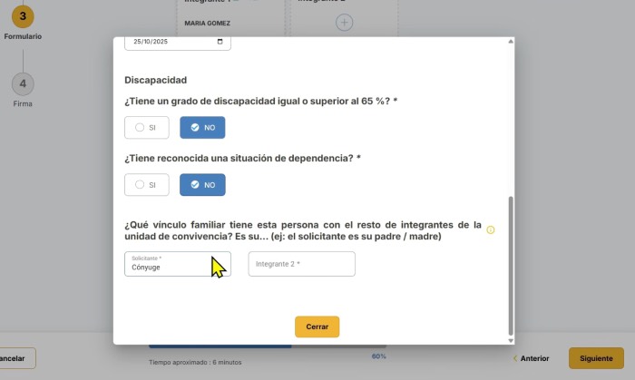 datos específicos de unidad de convivencia para solicitar el ingreso minimo vital