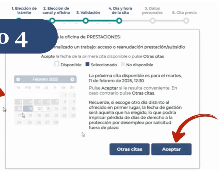 Elegir día y hora para la cita previa en el SEPE