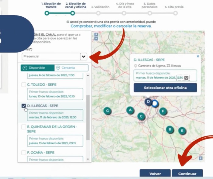 Elegir oficina para pedir cita previa en el SEPE