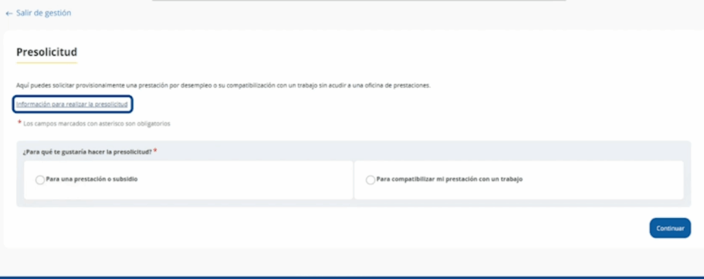 enlace para consultar informacion acerca de lo que se necesita para el tramite de presolicitud acerca de solicitar el paro por internet