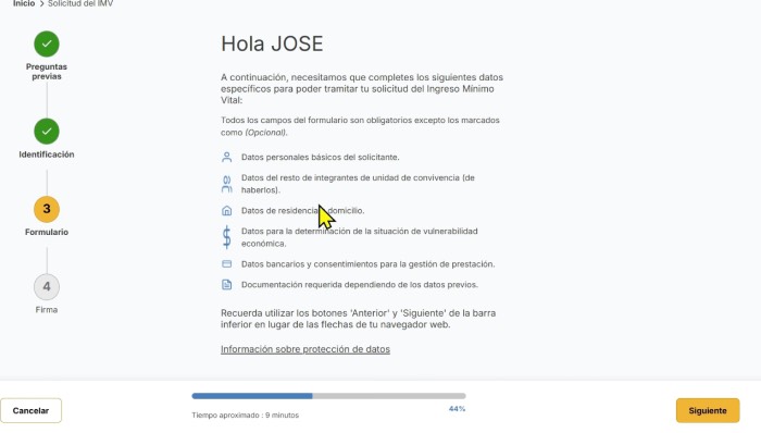 formulario para solicitar el ingreso minimo vital