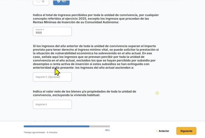 ingresos percibidos para solicitar el ingreso minimo vital
