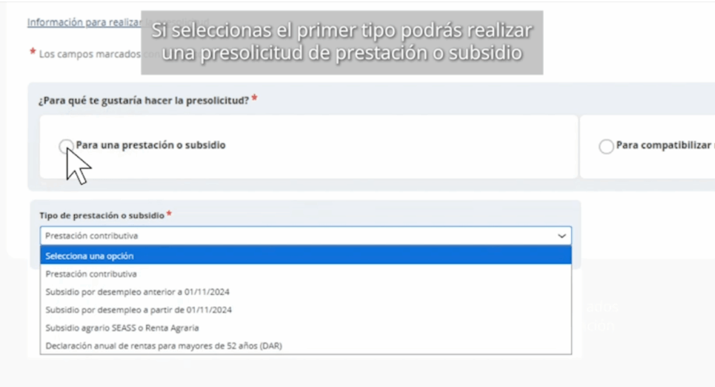 para prestacion o subsidio solicitud del paro por internet en el sepe