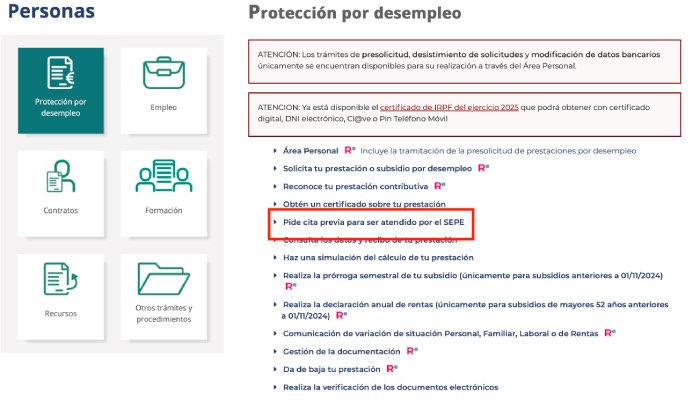 Pedir cita previa para ser atendido por el SEPE